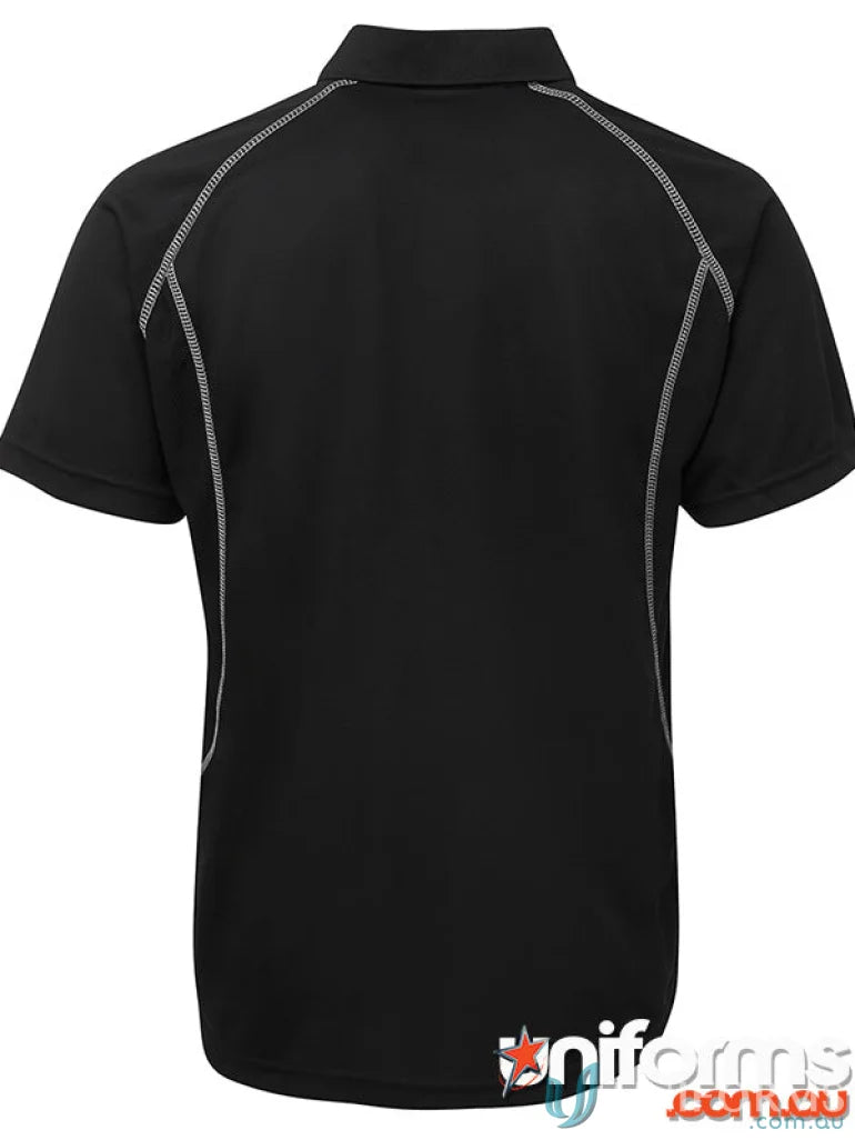 Black JBs Insert Poly polo shirt with white stitching in Podium Cool moisture-wicking pique knit fabric