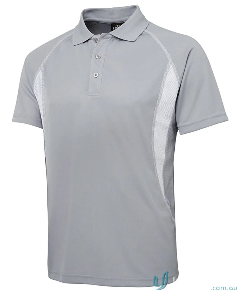 Gray JBs Insert Poly Polo shirt made with podium cool moisture-wicking pique knit fabric