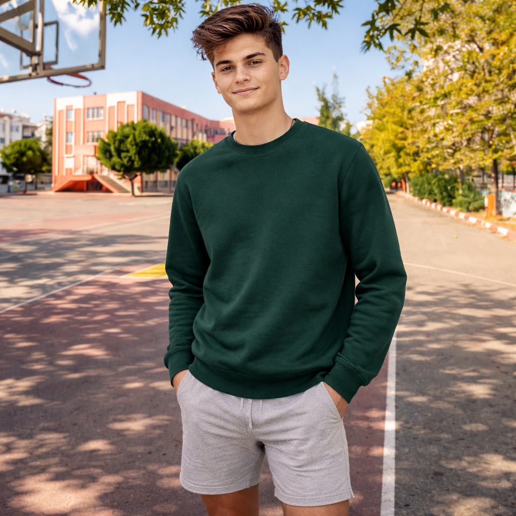 Dark green fleecy sweat urban fit for JBs Kids Fleecy Sweater
