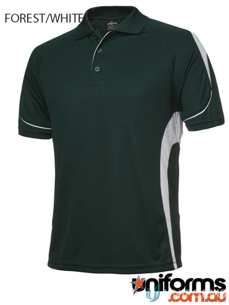 Forest green and white JBs Kids Podium Bell Polo shirt for kids podium style