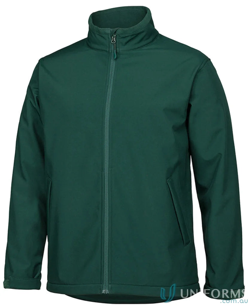 Kids dark green softshell jacket with interchangeable zip puller and side pockets