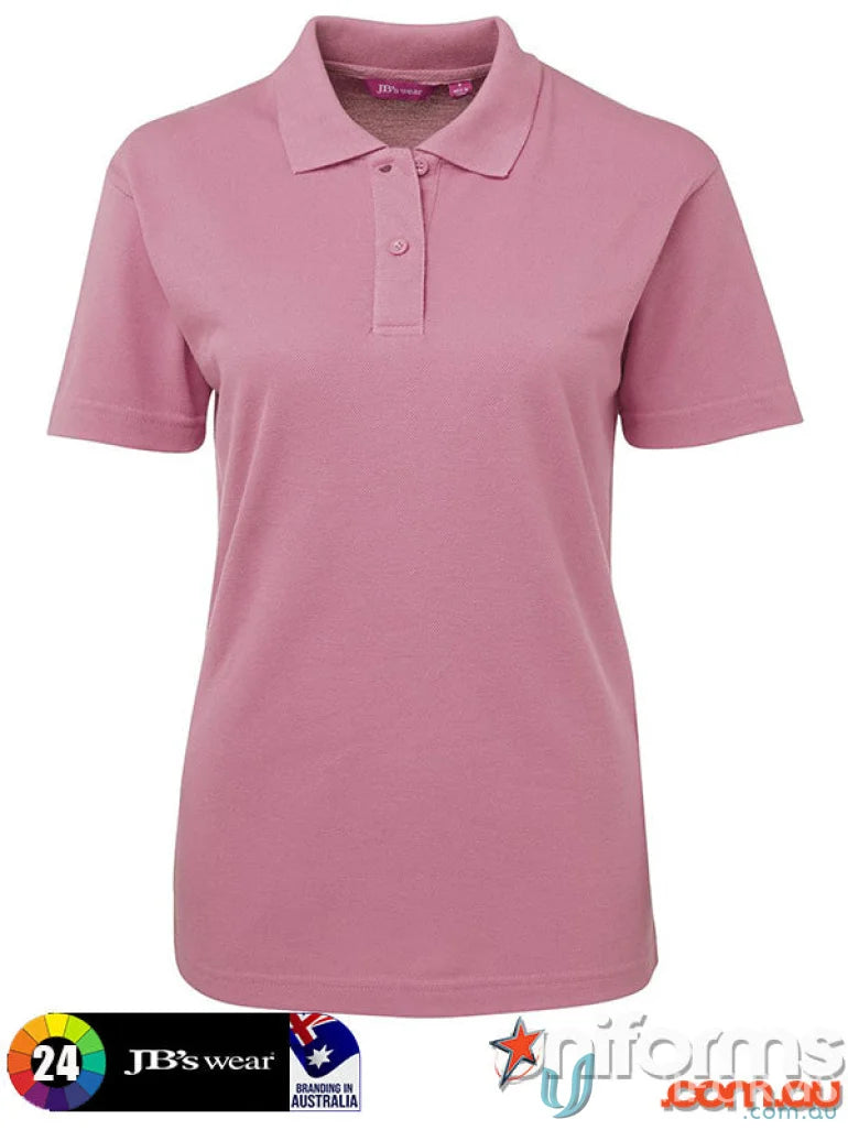 Soft pink ladies bright 210 polo shirt with classic collar and breathable pique fabric ideal for workwear uniforms