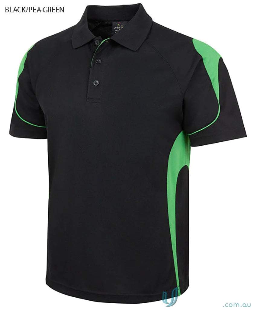 Black and pea green JBs Ladies Podium Bell Polo shirt with comfortable fit