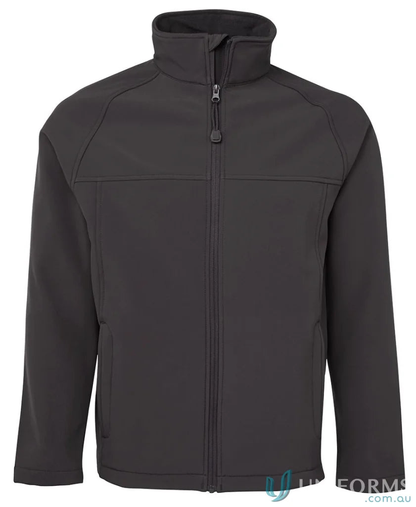 Man wearing JBs Layer Softshell Jacket in navy blue with stand-up collar