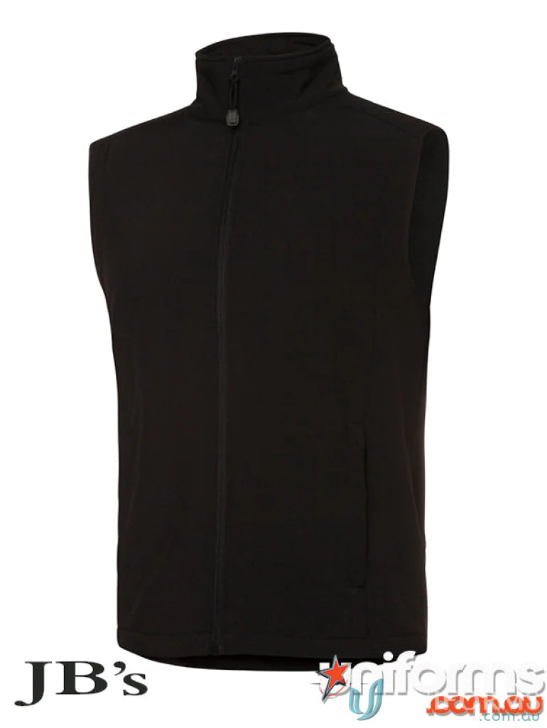 Black JBs Layer Softshell Vest with high collar and interchangeable zip pullers