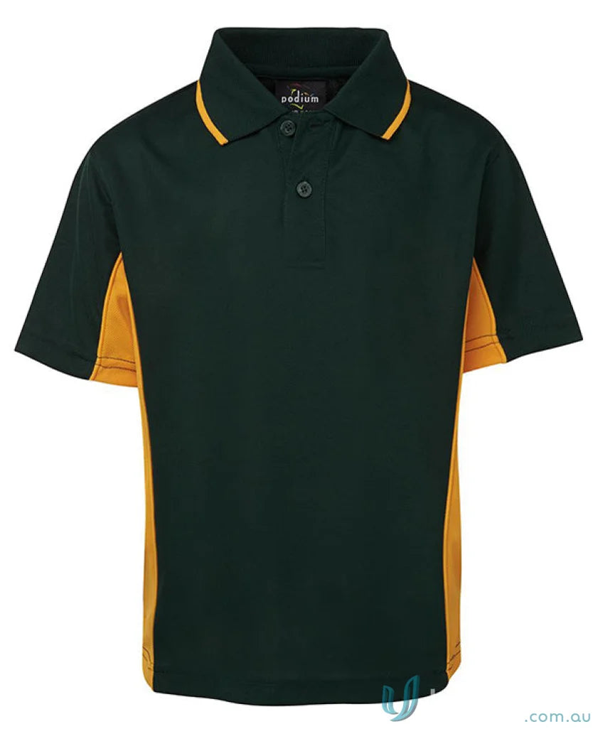 Kids contrast polo from JBs Podium Kids with stylish two-tone design
