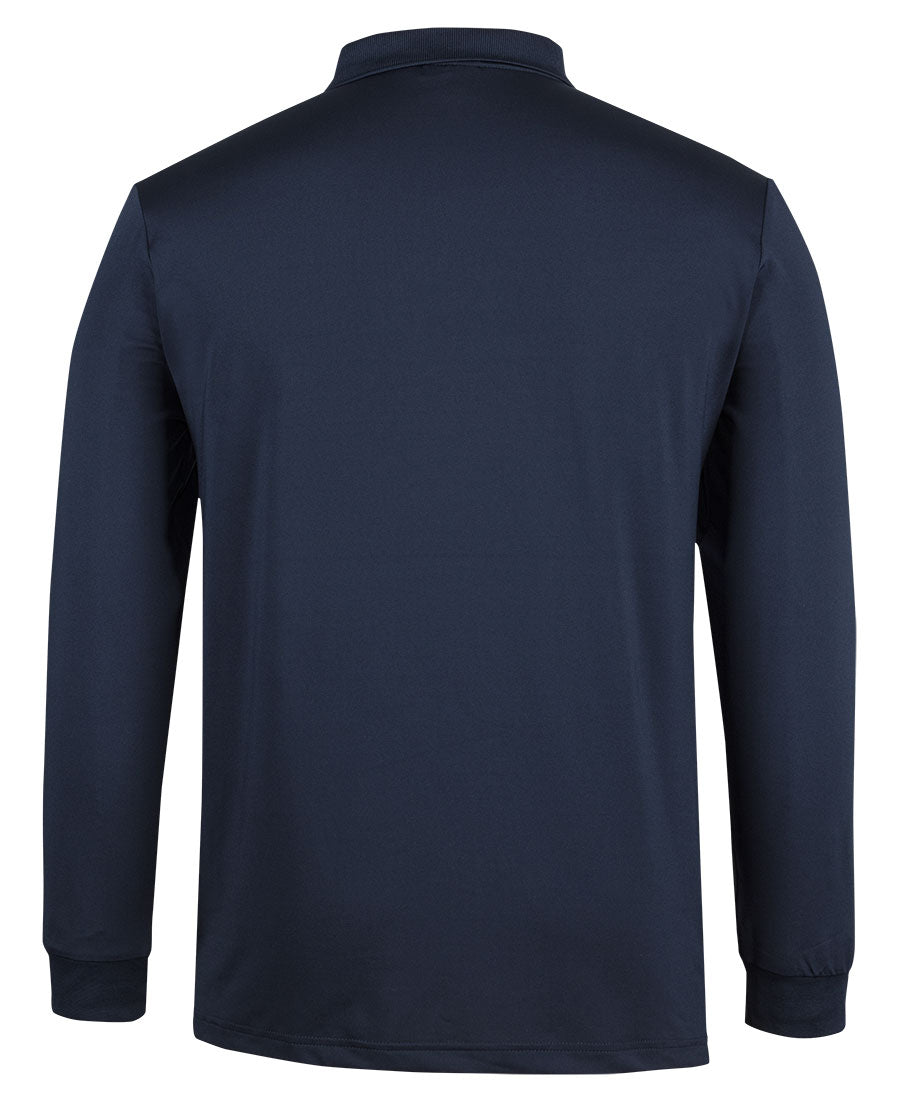 JBs podium long sleeve stretch polo in navy blue with ribbed collar
