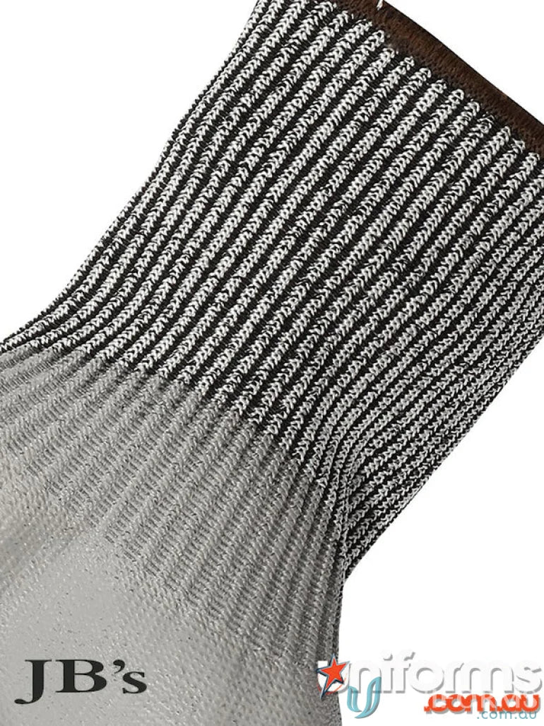 Striped sock for handling in JBs PU Breathable Cut Resist Level B Glove sold in 12 pack
