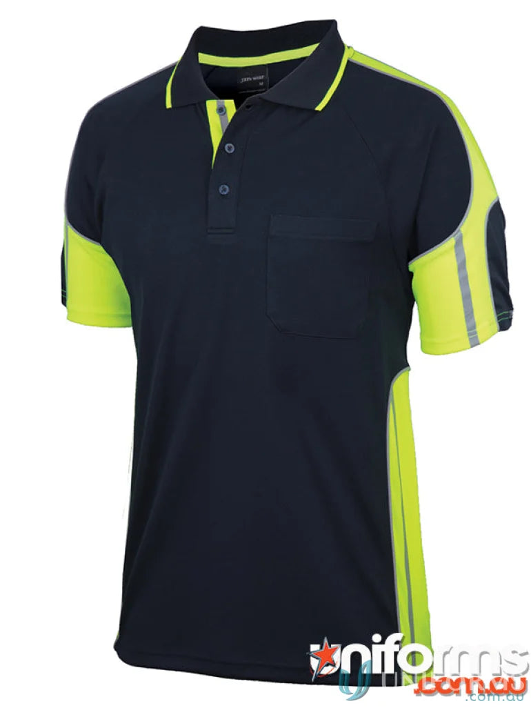 Navy and yellow fabric workwear polo from JB’S S/S STREET PANEL POLO, perfect for uniforms