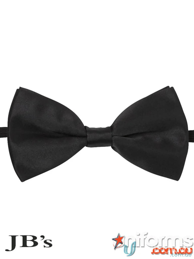 Black satin bow tie from JBs Waiting Bow Tie, perfect for stylish uniforms and workwear