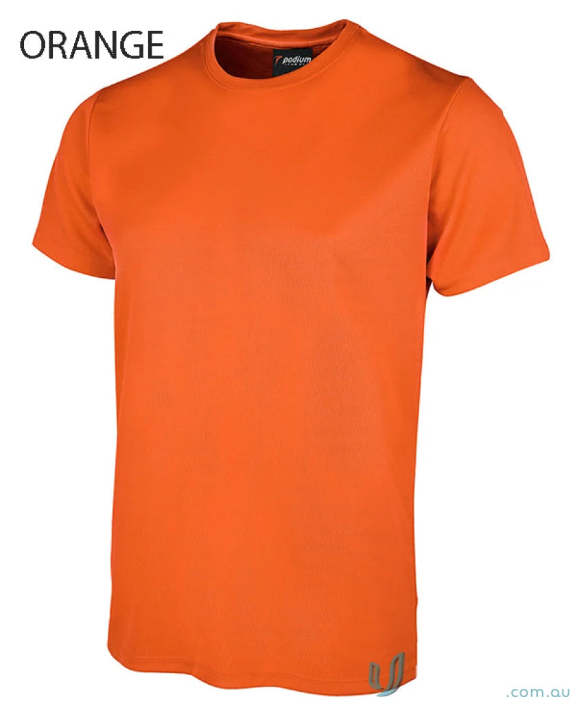 Orange short-sleeved JBS Wear Podium Poly Tee with podium cool and sun protection