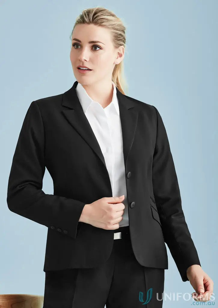 Jenny Craig mid-length ladies jacket in black, perfect for workwear and uniforms