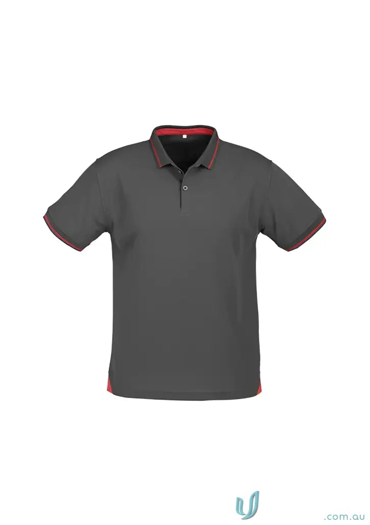 Gray Jet Polo shirt with red trim from Biz Collection Mens P226MS collection