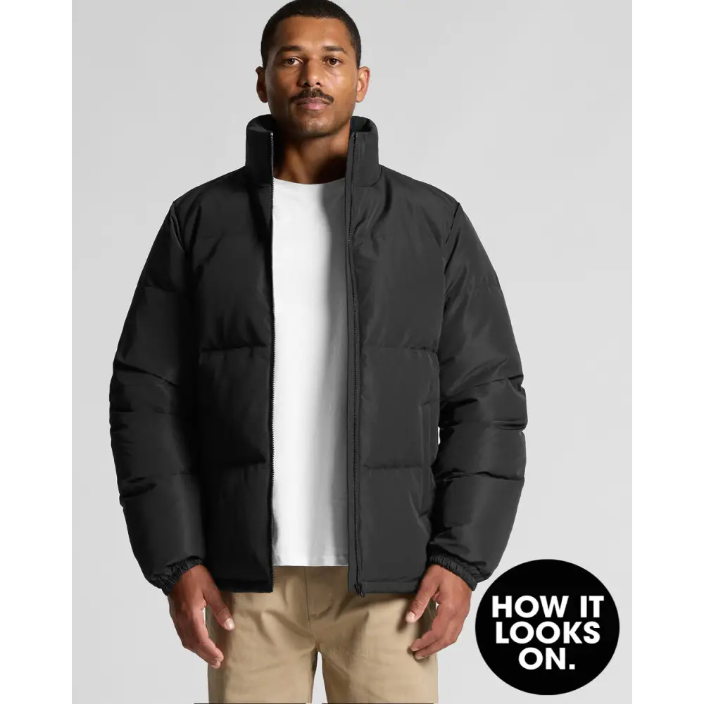 Black josh puffer jacket with high collar and quilted design perfect for workwear and uniforms in cold weather