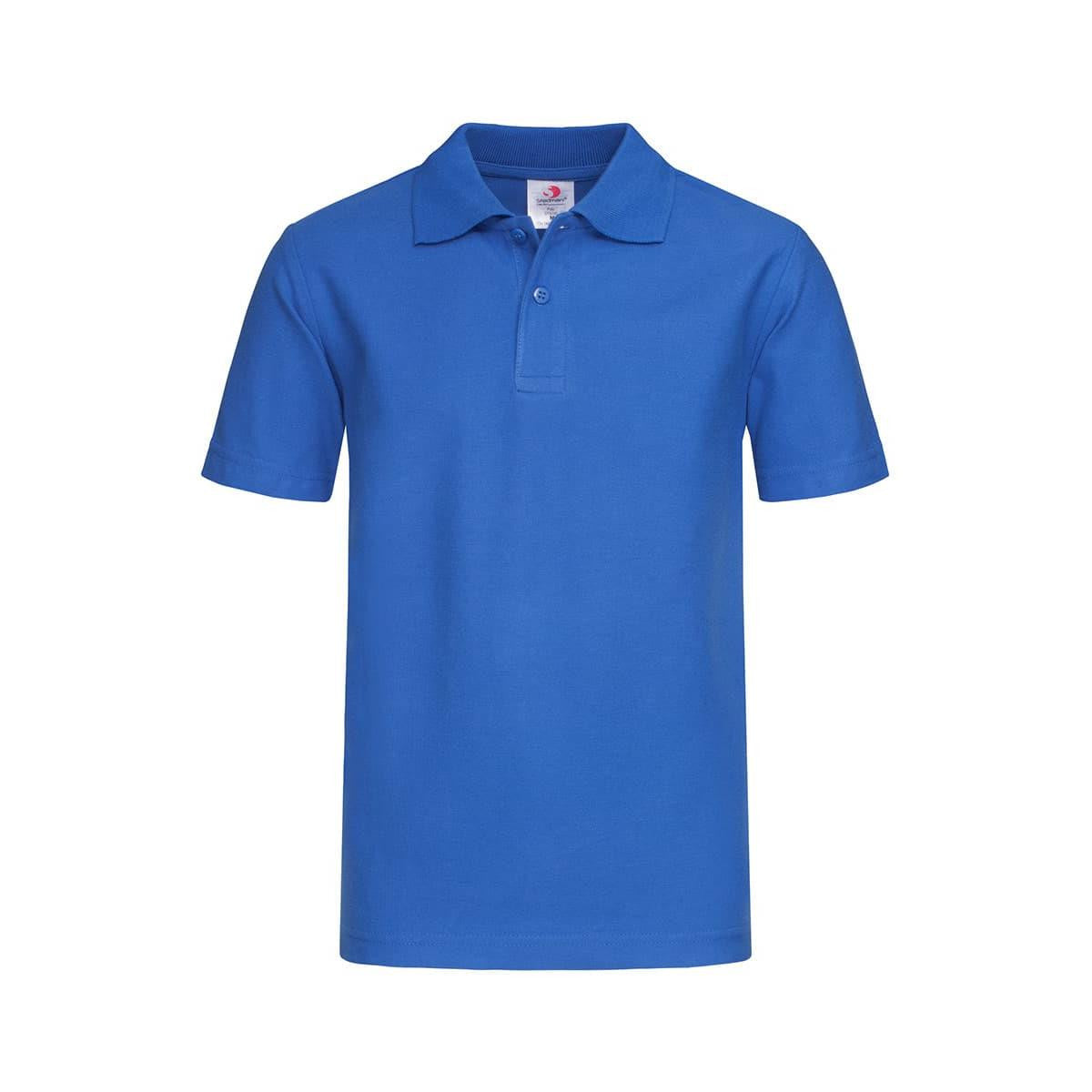 Junior heavyweight polo in bright blue with rib collar jersey fabric