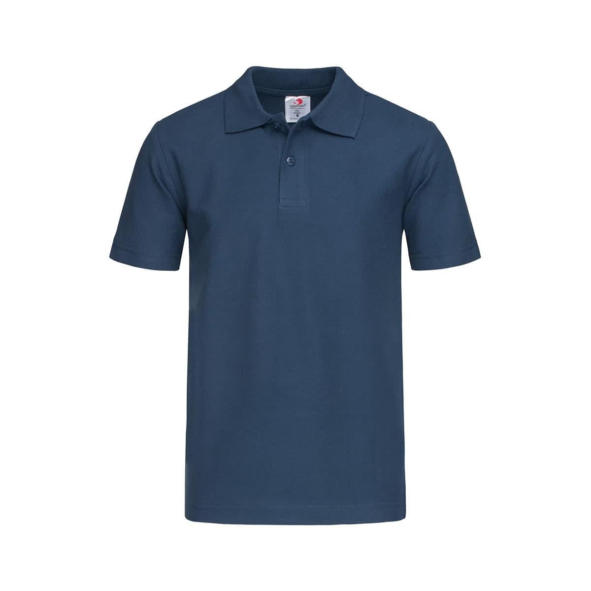 Junior heavyweight polo in navy blue with rib collar jersey fabric