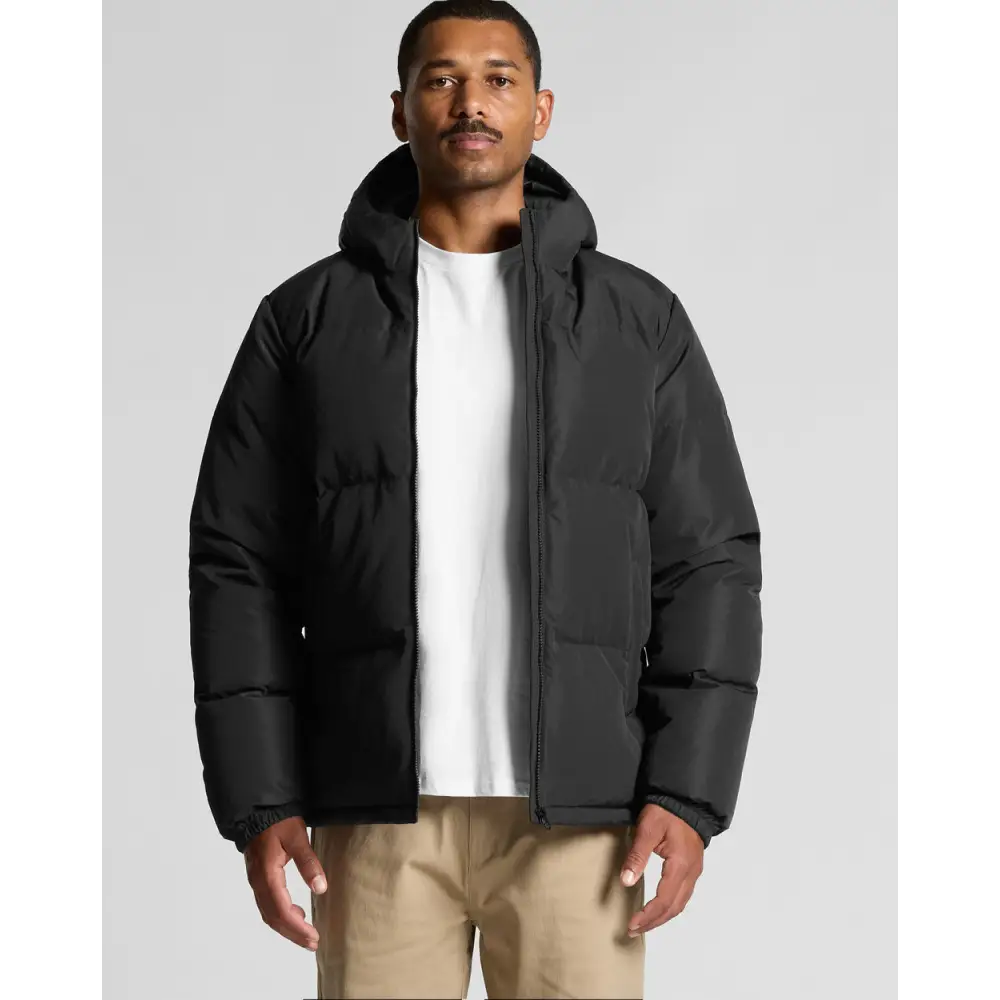 Black kaden hooded puffer jacket with quilted design ideal for uniforms and durable workwear use