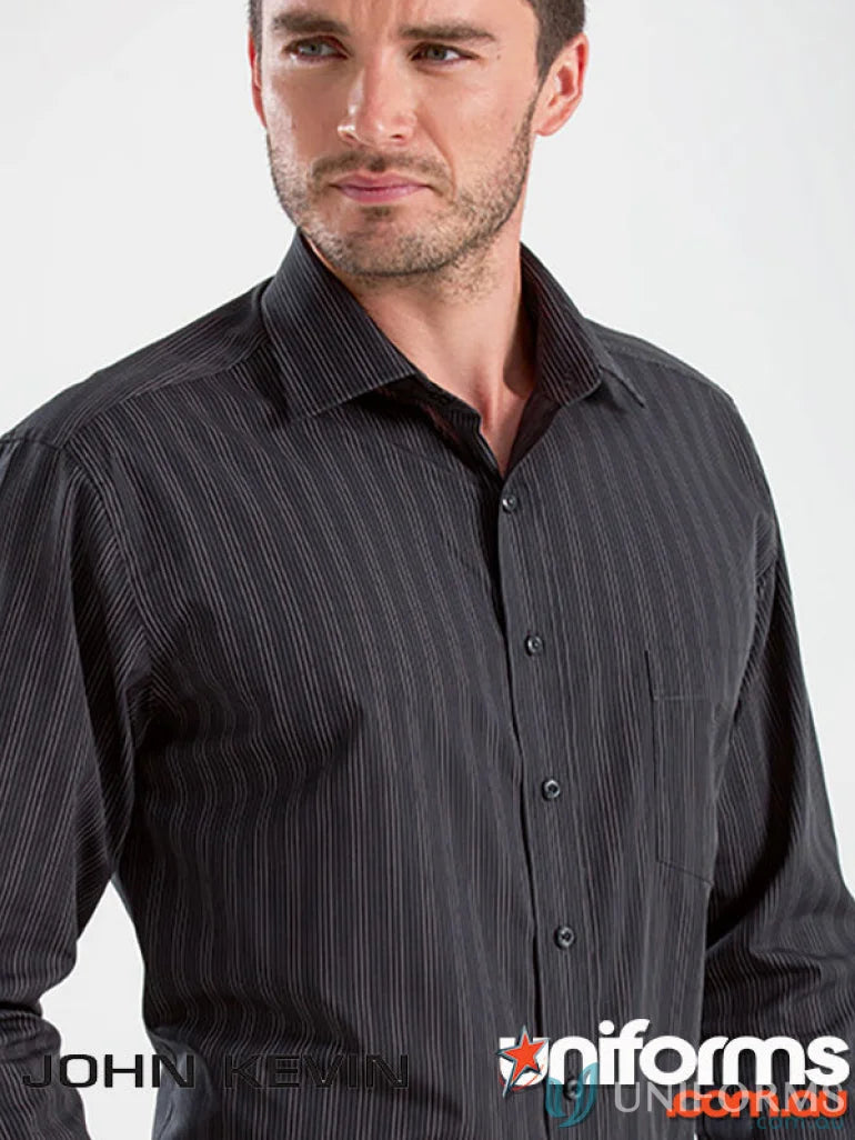 Keval Men’s Long Dark Stripe Shirt with chest pocket for stylish look