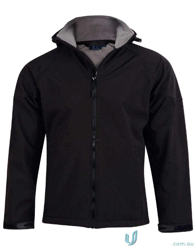 Kids Aspen Softshell Hooded Jacket black with jk33k spirit kids softshell hood jacket