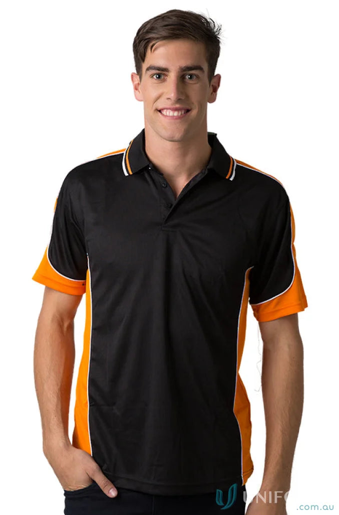 Kids Auburn Polo in black and orange with cooldry moisture management technology