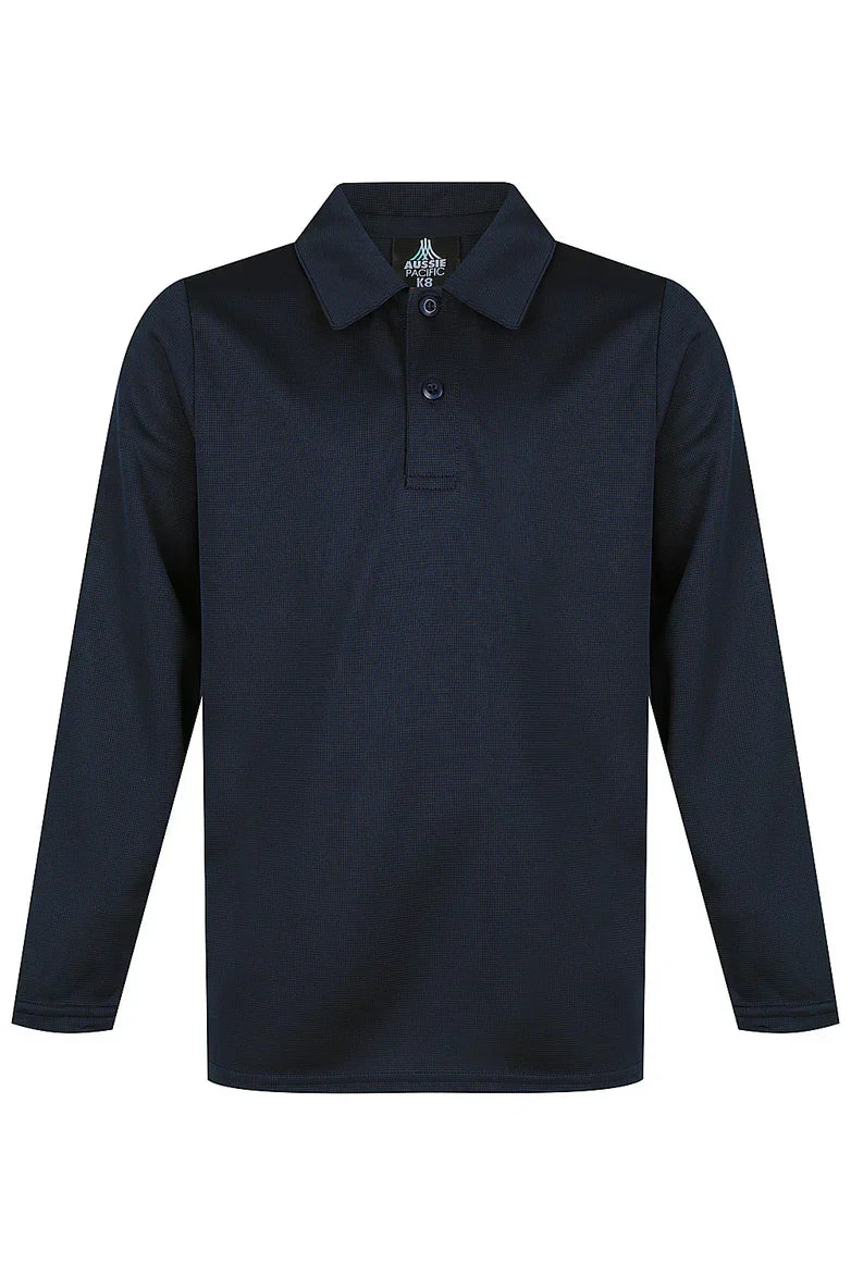 Kids Botany LS Polo: comfy black long-sleeved uniform shirt