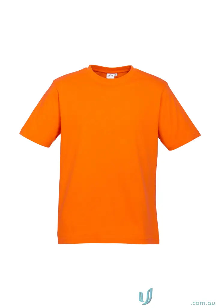 Kids Brightport Tee in bright orange made from comfy combed cotton, standard colours