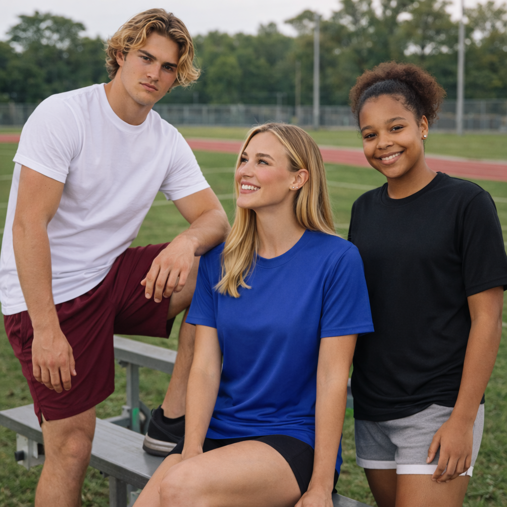 Ts23k Winning Spirit Kids CoolDry blue short sleeve crew neck tee