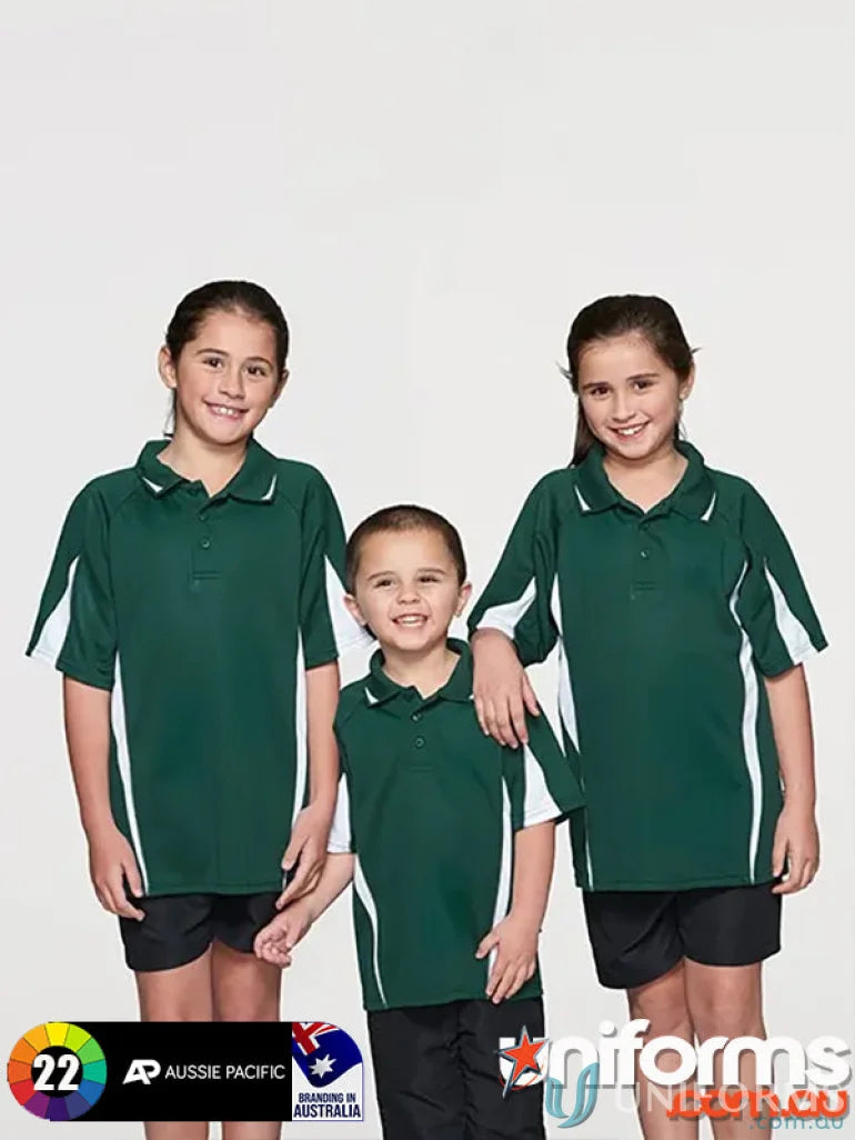 3304-TI 3304 Kids Eureka Polo in Bottle/White