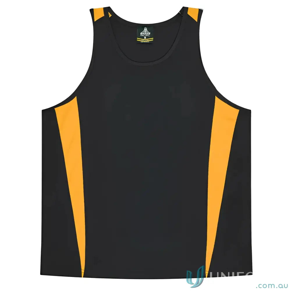 Aussie Pacific 3104 Kids Eureka Singlet in Black/Gold