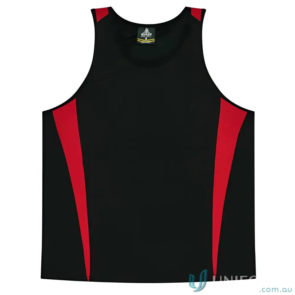 Aussie Pacific 3104 Kids Eureka Singlet in Black/Red