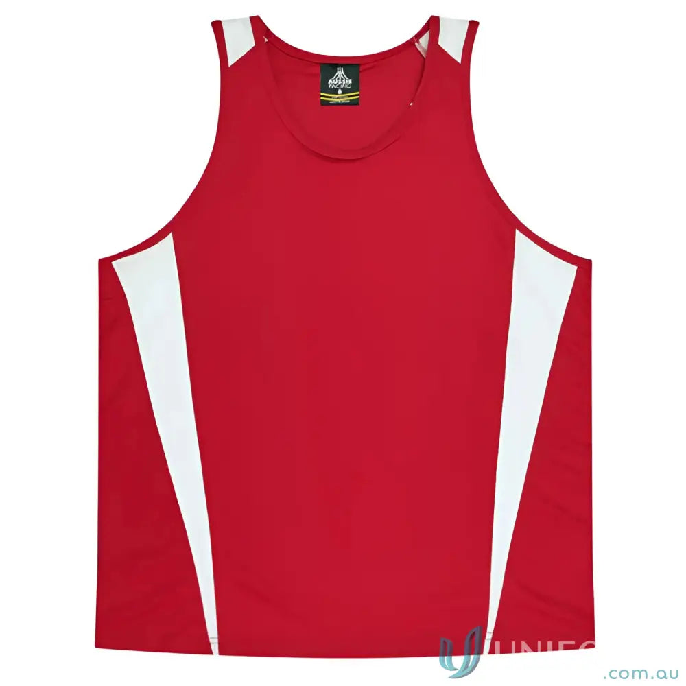 Aussie Pacific 3104 Kids Eureka Singlet in Red/White