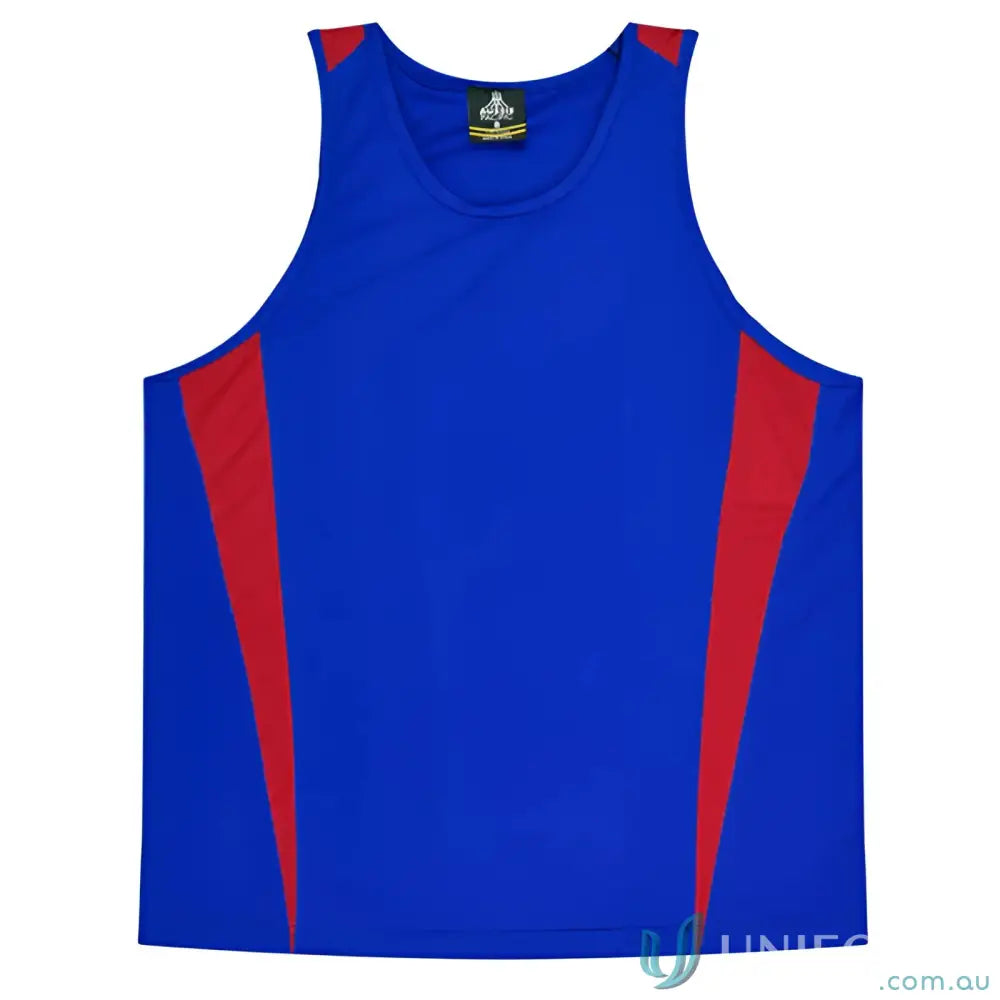 Aussie Pacific 3104 Kids Eureka Singlet in Royal/Red