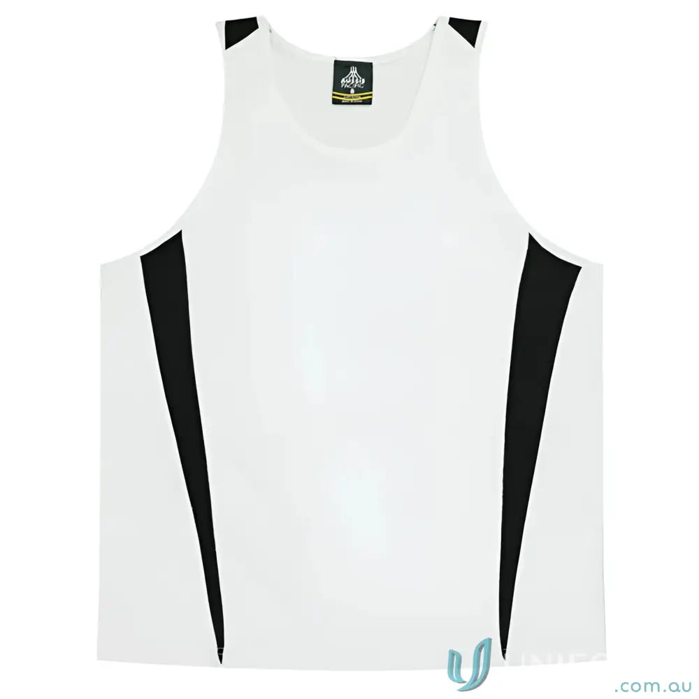 Aussie Pacific 3104 Kids Eureka Singlet in White/Black
