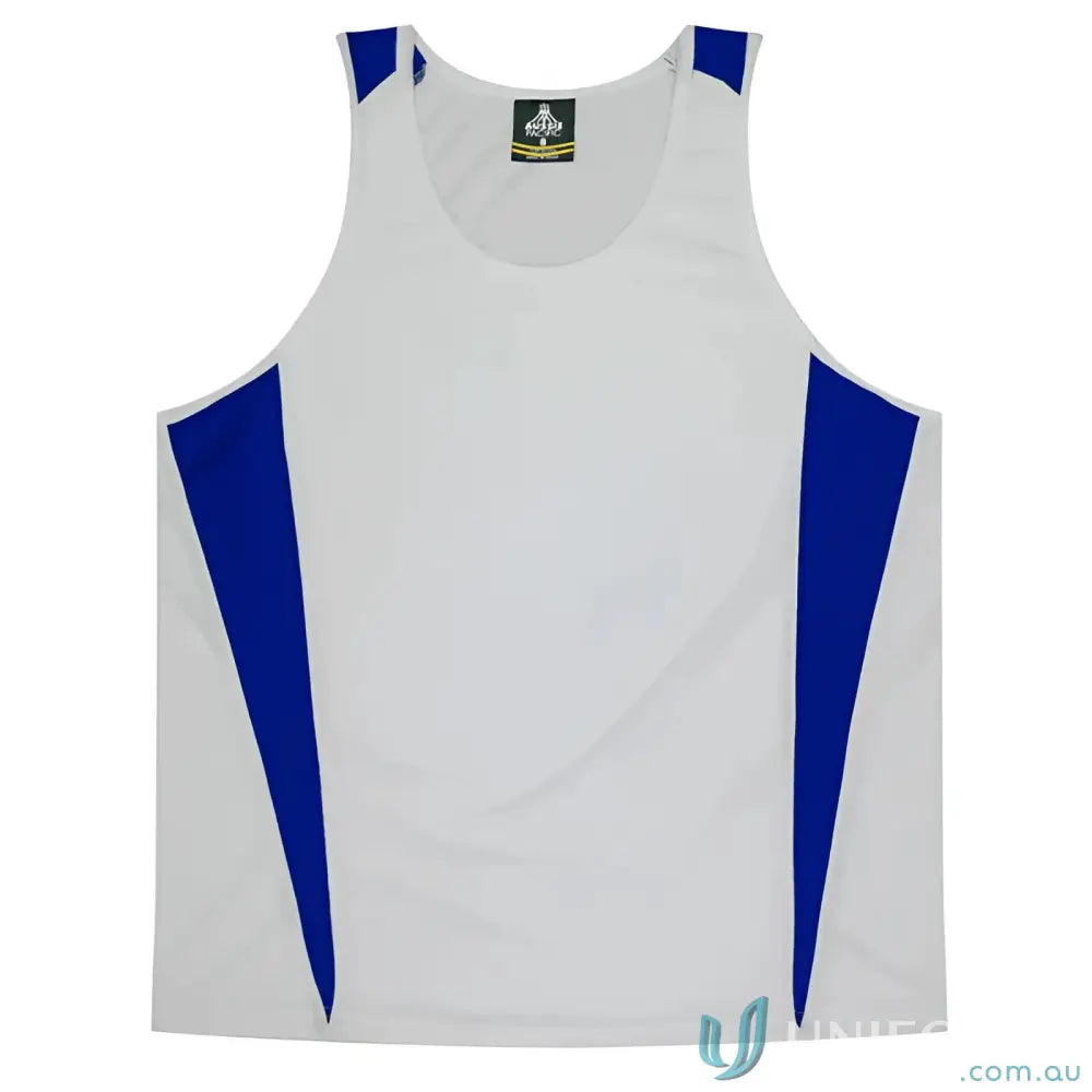 Aussie Pacific 3104 Kids Eureka Singlet in White/Royal