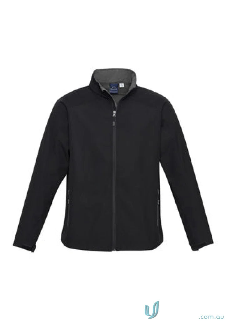 Kids Geneva Softshell Jacket with a black zip-up style, perfect for outdoor activities