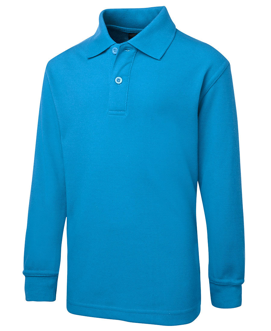 Bright blue JBs kids long sleeve polo shirt with classic collar