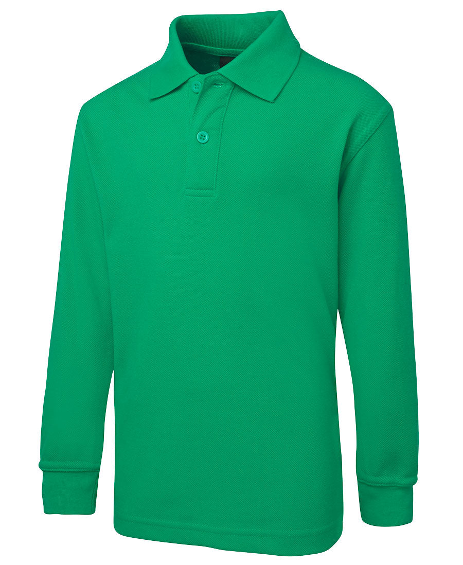 Bright green JBs kids long sleeve polo shirt front view