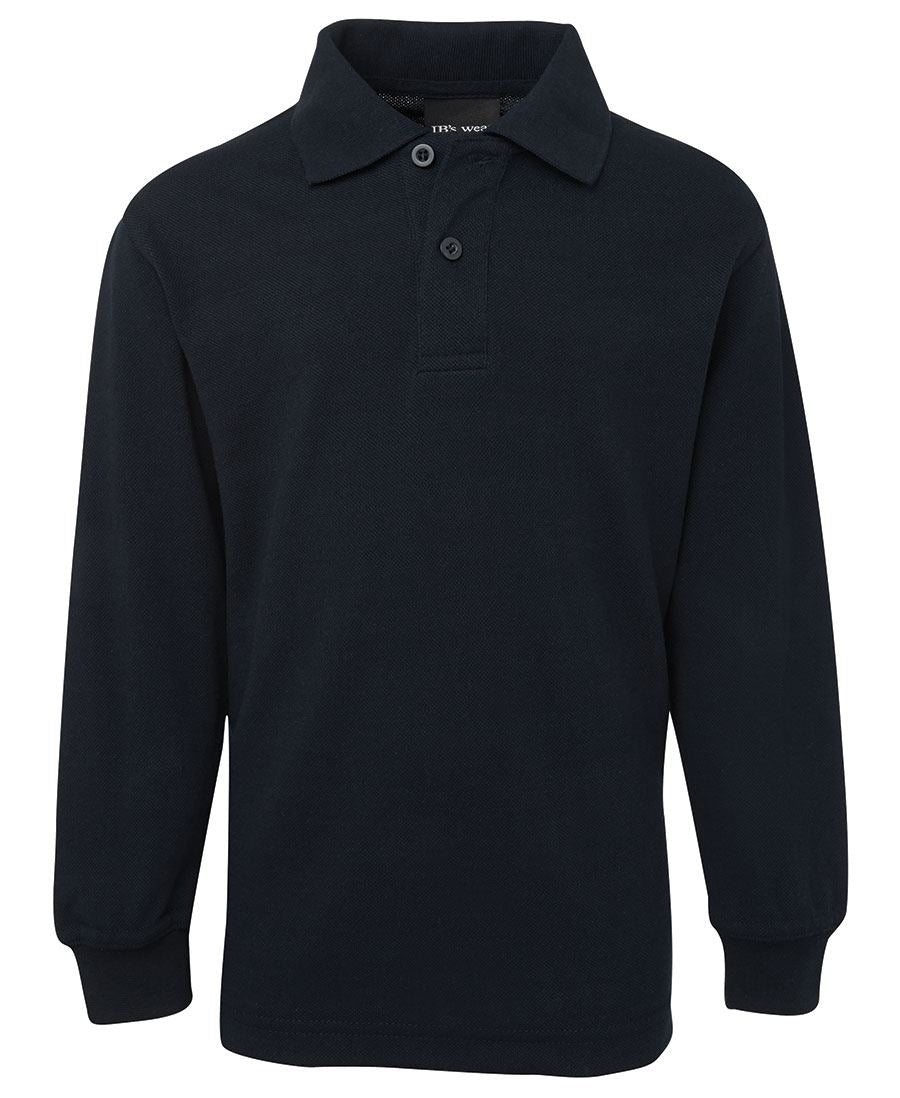 Kids long sleeve black polo shirt with classic collar