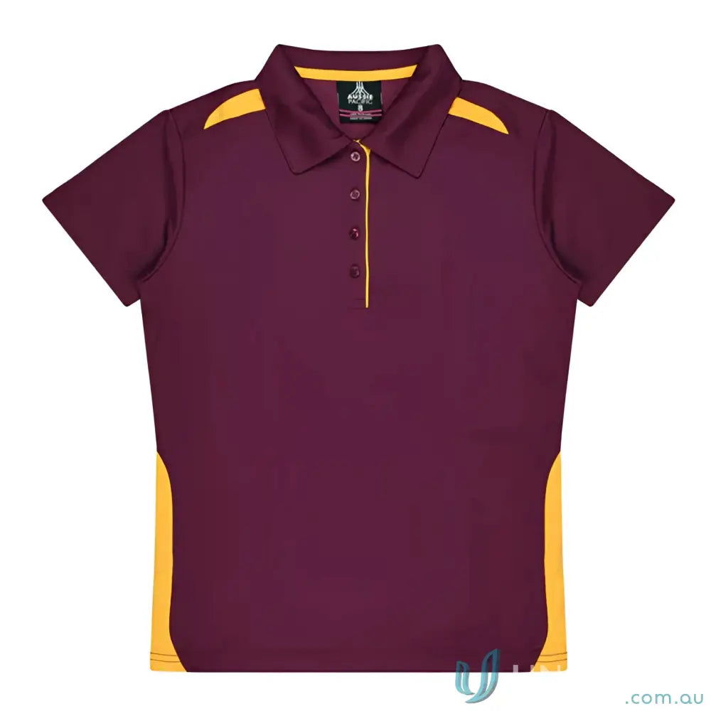 Aussie Pacific 3305 Kids Paterson Polo in Maroon/Gold
