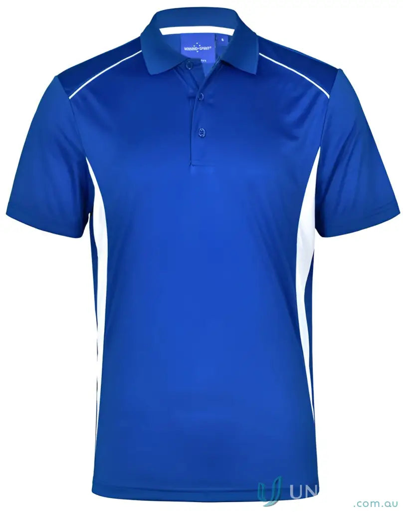 Kids Pursuit Polo blue short-sleeved shirt with white side panels and shoulder accents