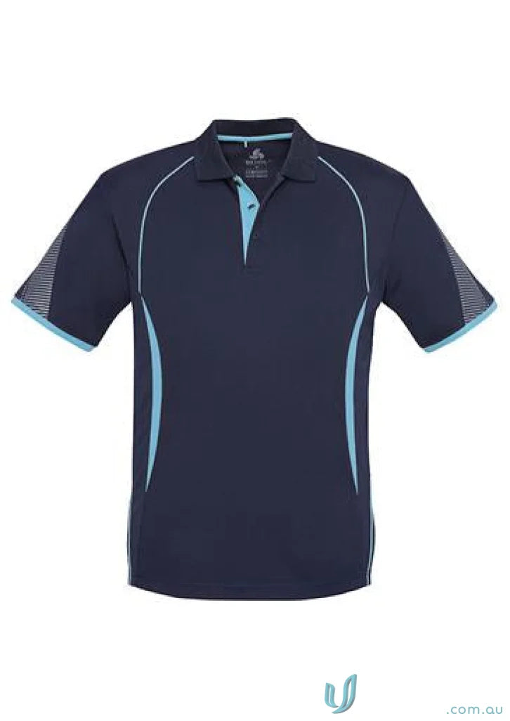Kids Razor Polo navy blue shirt with light blue accents from Biz Collection Kids