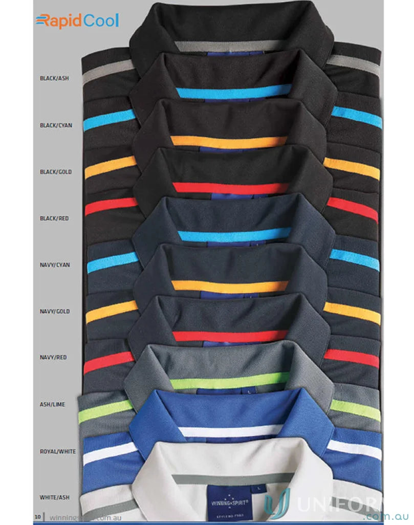 Kids Staten Rapid Polo with colorful horizontal stripes and rapid cool contrast design