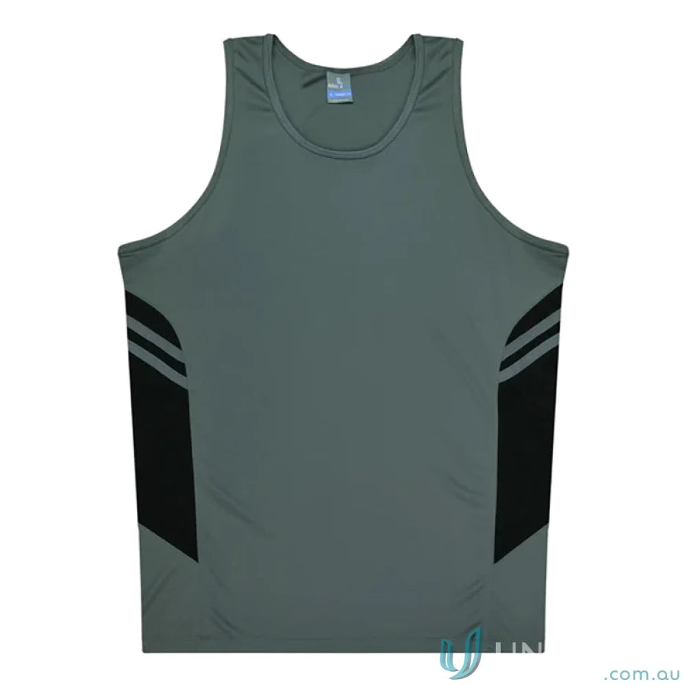 Aussie Pacific 3111 Kids Thames Singlet in Ash/Black