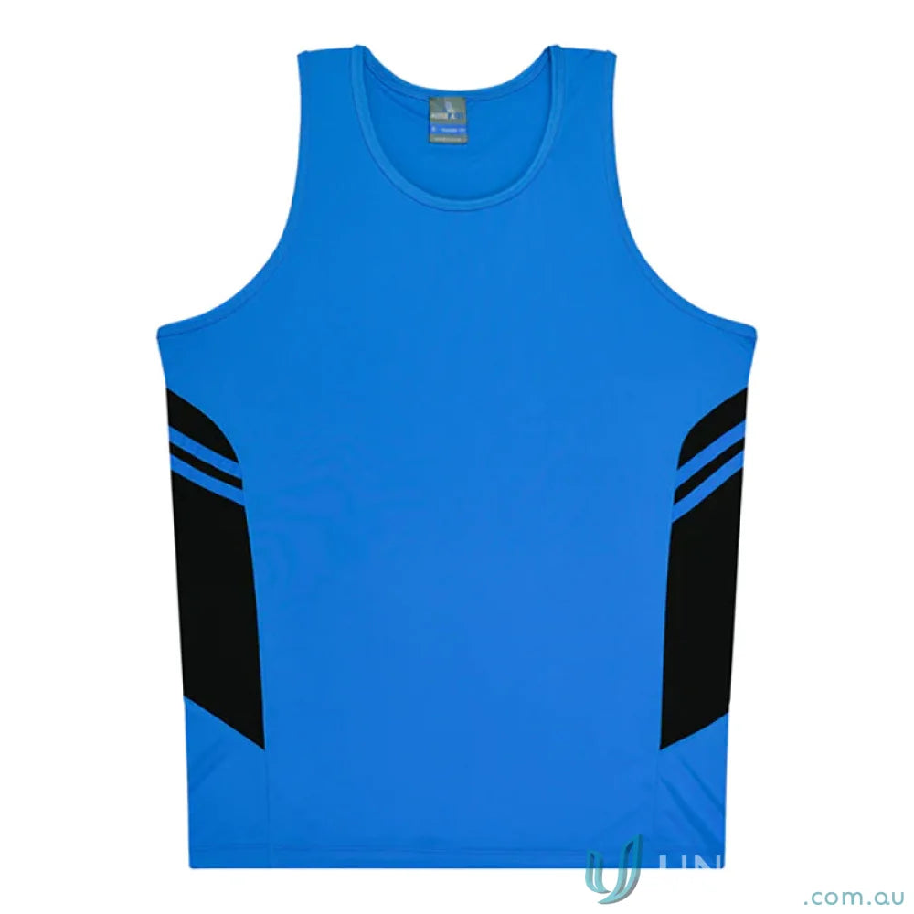 Aussie Pacific 3111 Kids Thames Singlet in Cyan/Black