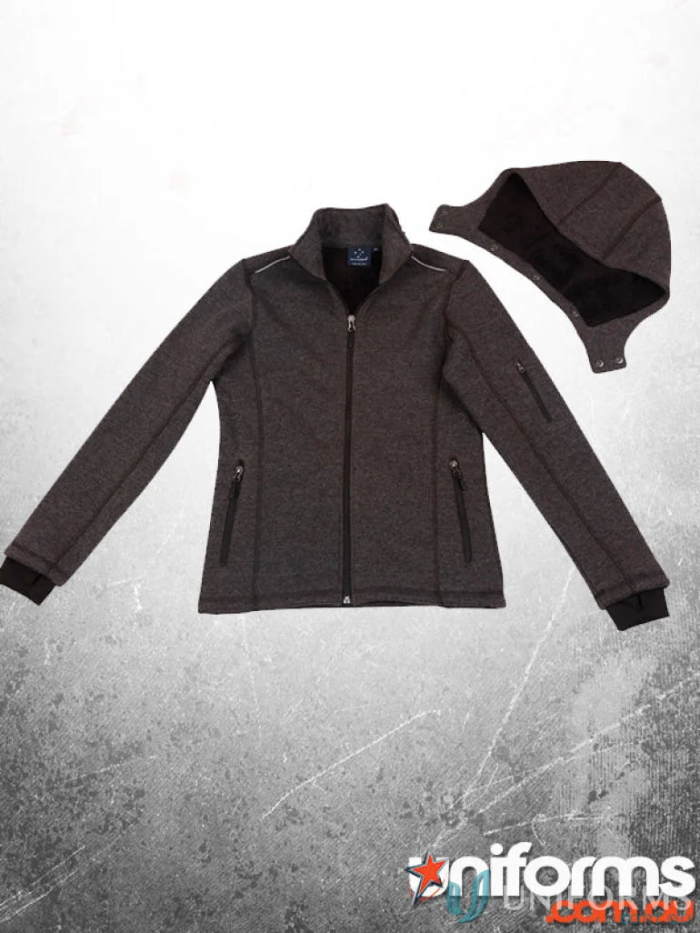 Gray Ladies Acland Jacket with detachable hood, practical design, hands warm feature