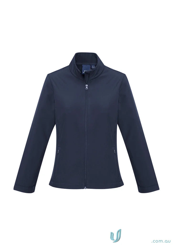 Womens Navy Blue Zip-Up Jacket from Ladies Apex Softshell Biz Collection Womens