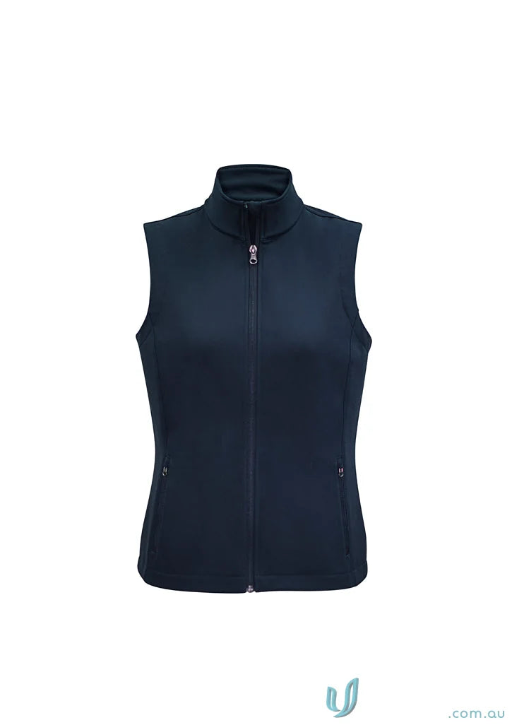Womens Apex Vest Navy Blue Zippered Softshell with Bonded Fleece for Flexibility