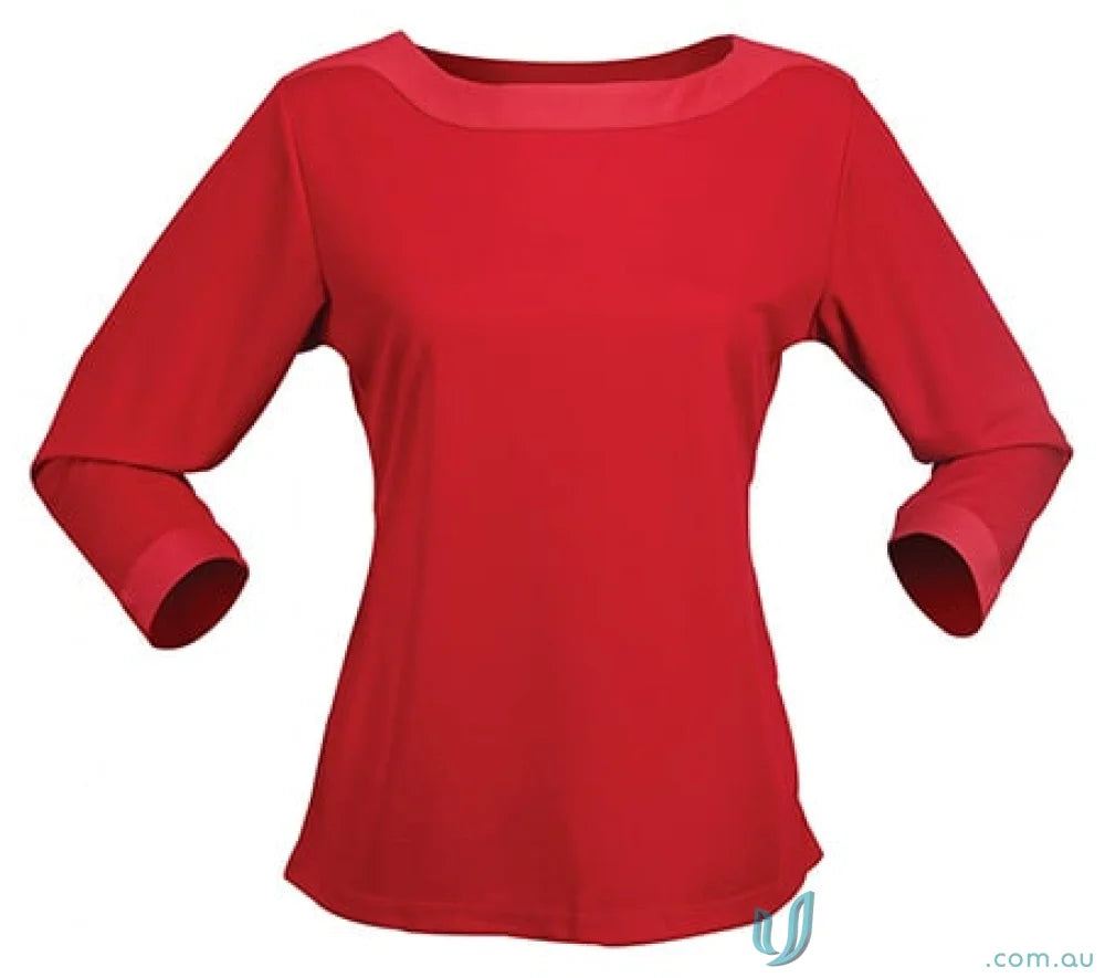 LADIES T-Shirts - Stylish and Comfortable Options for Work and Casual Wear 1259Q Ladies Argent Top in Red
