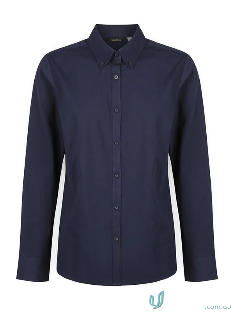 Navy blue ladies Baxter long sleeve shirt displayed in Ladies Baxter long sleeve shirt product