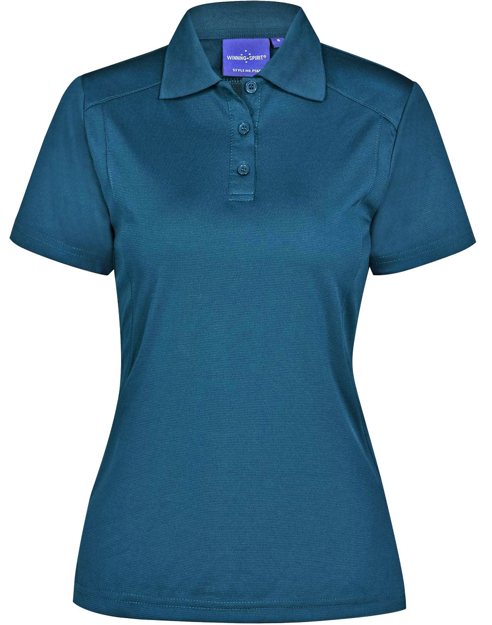 Teal ladies breathable bamboo charcoal polo with textured fabric